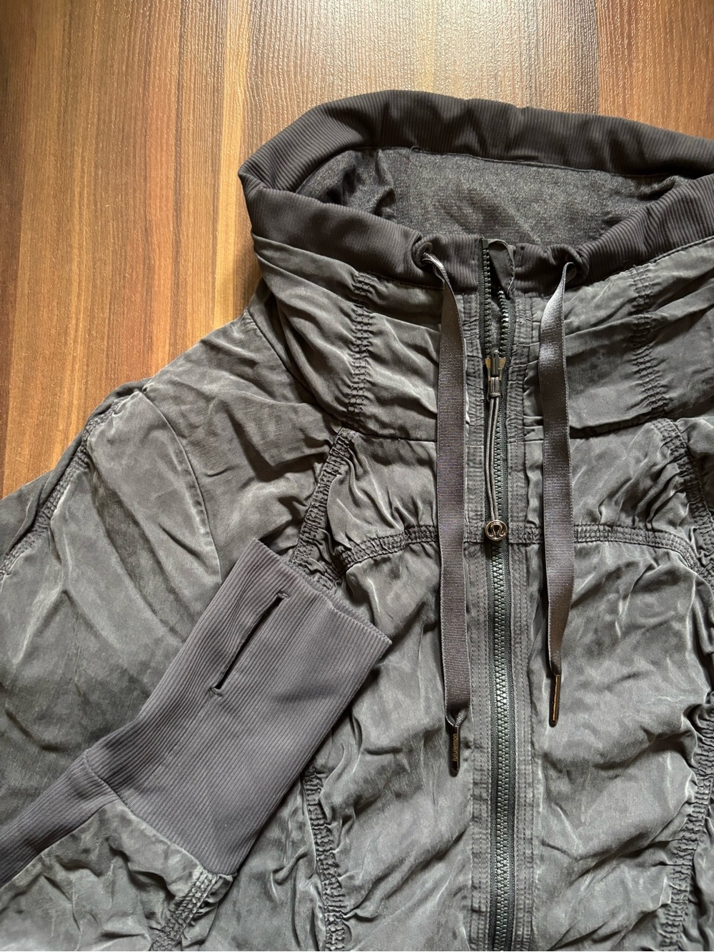 lululemon athletica Dark Charcoal Gray Reversible Zip Hoodie with High Collar